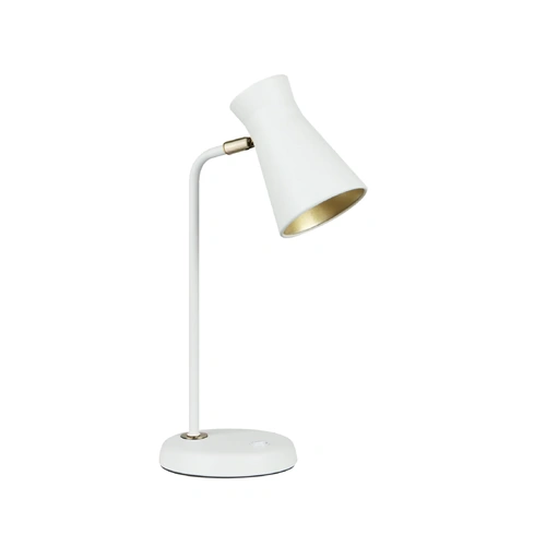 Table ES WH Cone Iron Shade OD105mm w/Antique Brass Highlight And WH Arm & Base