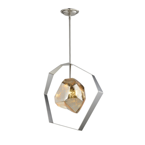 PENDANT ES Silvered Glass METEOR w/SS Orbit OD450mm