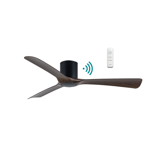 Fresno DC Close to Ceiling 3 ABS Blade 1320mm Hugger WIFI & Remote Control Ceiling Fan Matt Black/Walnut