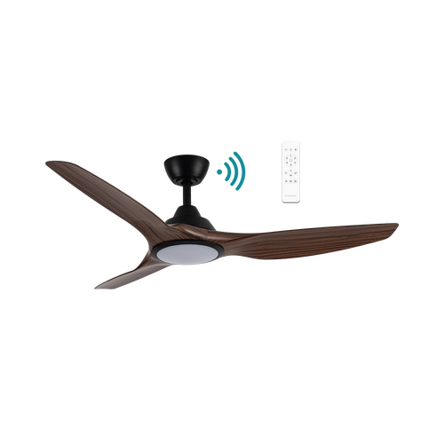 Impact DC 1320mm 3 ABS Blade WIFI & Remote Control Ceiling Fan with Variable Dim 20w CCT LED Light Matt Black/Walnut
