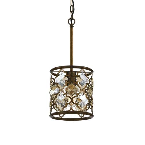 MIMOSA 1LT PENDANT 25wE27max D:200 H:230 MOCHA FRAME / AMBER CRYSTALS