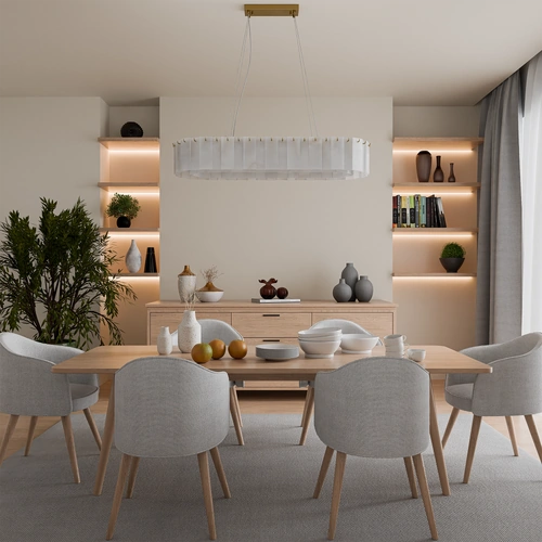 Mirage 1000mm Linear Alabaster Kit - 14 Head E14 Brass frame with Alabaster Decor Stainless steel suspension Two Boxes 