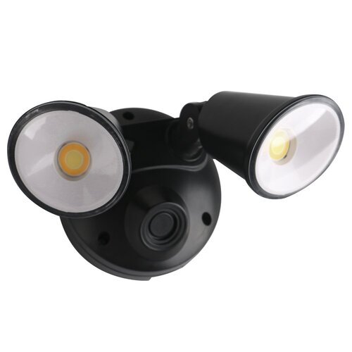 Defender Double Spot LED Outdoor Flood Light 2 x 10w Tricolour Matt Black