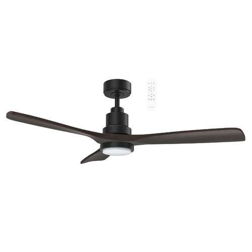 Mallorca 1320mm 3 Timber Blade DC WIFI & Remote Control Ceiling Fan with Variable Dim 24w CCT LED Light Matt Black/Walnut