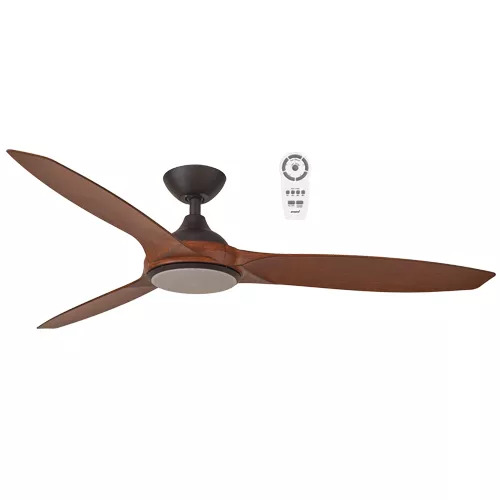 Newport 1420mm 3 ABS Blade DC Remote Control Ceiling Fan with 18w LED Light Tricolour Old Bronze/Walnut