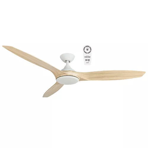 Newport 1420mm 3 ABS Blade DC Remote Control Ceiling Fan with 18w LED Light Tricolour White/Oak