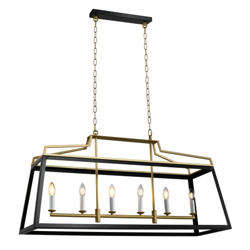 MONTEAL 6LT PENDANT 6x25wE14 L:1050 W:350 H:500 2M chain BLACK / ANTIQUE GOLD