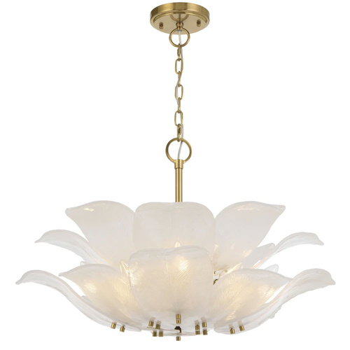 MONTE 8LT PENDANT 8x25wE14max D:670 H:500 BRASS / 16pcs FROST GLASS
