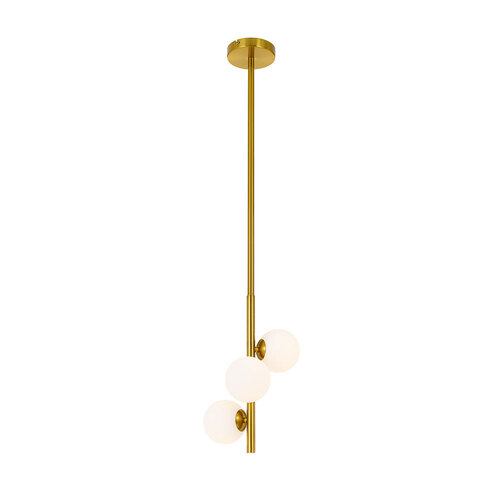 MORAN 3 LTS PENDANT 3x6wG9max L:220W:245H:600 ROD:2x6001x300 ANT GOLD FRAME/OPAL MATT GLASS