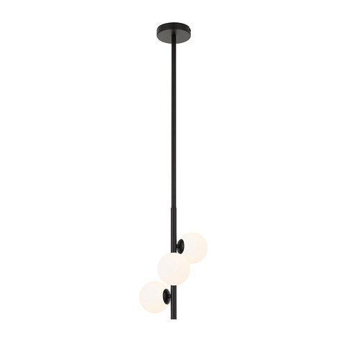 MORAN 3 LTS PENDANT 3x6wG9max L:220W:245H:600 ROD:2x6001x300 BLACK FRAME / OPAL GLASS