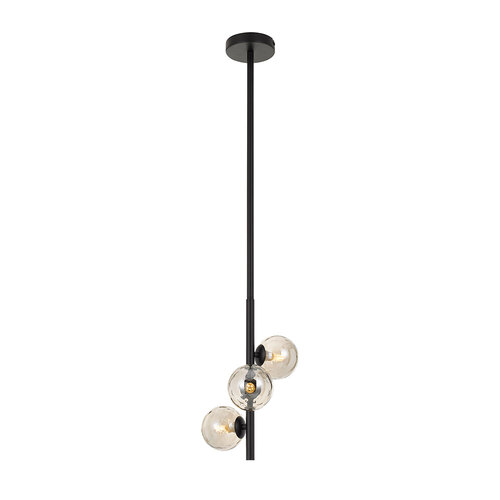 MORAN 3 LTS PENDANT 3x6wG9max L:220W:245H:600 ROD:2x6001x300 BLACK FRAME / SMOKE GLASS