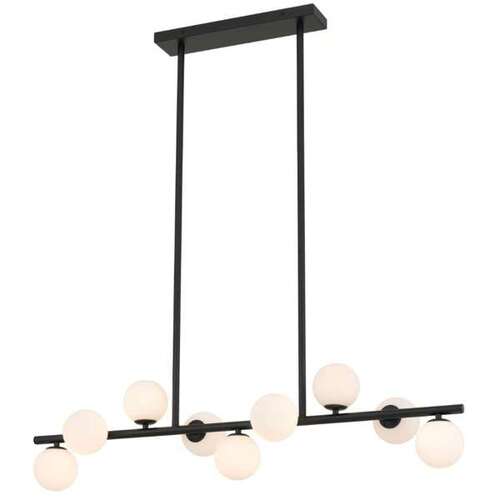 MORAN 9 LTS PENDANT 9x6wG9max L1000 D236 ROD:2x600 1x300 BLACK FRAME / OPAL GLASS
