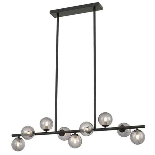 MORAN 9 LTS PENDANT 9x6wG9max L1000 D236 ROD:2x600 1x300 BLACK FRAME / SMOKE GLASS