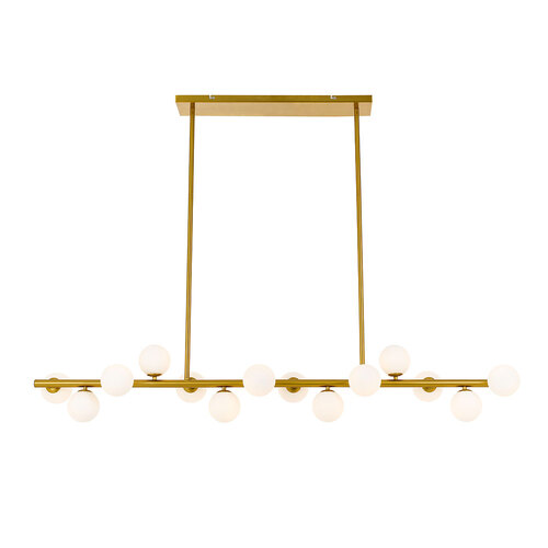 MORAN 14LTS PENDANT 14x6wG9max L1500W:245H:245 ROD:2x6001x300 ANT GOLD FRAME/OPAL MATT GLASS