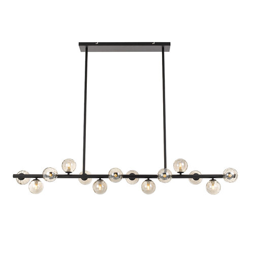 MORAN 14LTS PENDANT 14x6wG9max L1500W:245H:245 ROD:2x6001x300 BLACK FRAME/SMOKE GLASS