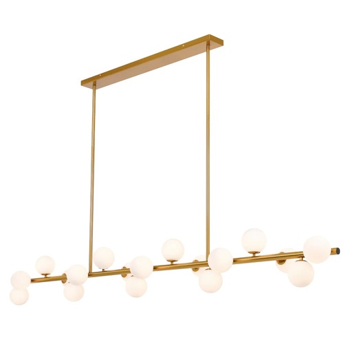 MORAN 18 LTS PENDANT 18x6wG9mx L2000 W243 H245 ROD:2x6001x300 ANT GOLD FRAME/OPAL MATT GLASS