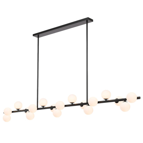 MORAN 18 LTS PENDANT 18x6wG9mx L2000 W243 H245 ROD:2x6001x300 BLACK FRAME/OPAL GLASS