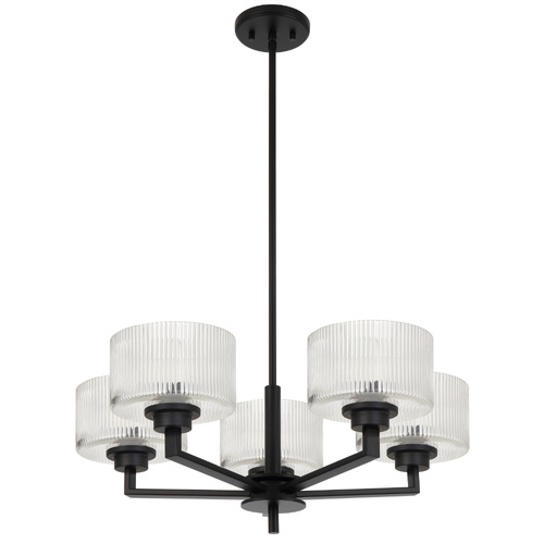 MORENO II 5 LT PENDANT 5x25wE14max D660 H250 ROD 2x600+1x300 BLACK MATT/CLEAR