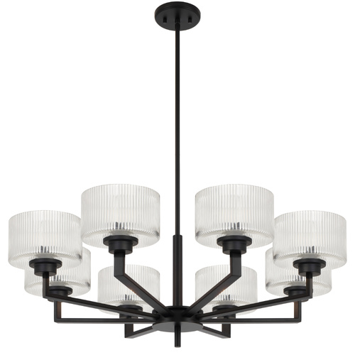 MORENO II 8 LT PENDANT 8x25wE14max D870 H285 ROD 2x600+1x300 BLACK MATT/CLEAR