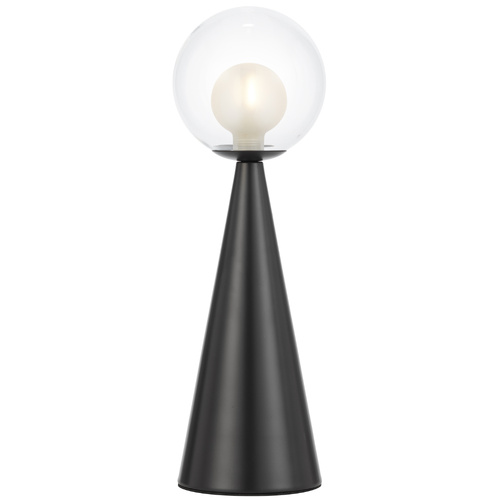 MOSARI TABLE LAMP 6wG9max D120 H372 INLINE SWITCH BLACK/CLEAR OPAL GLASS
