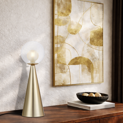 MOSARI TABLE LAMP 6wG9max D120 H372 INLINE SWITCH MATT GOLD/CLEAR OPAL GLASS