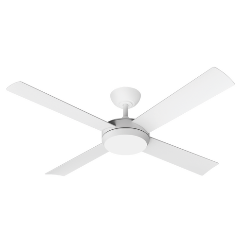 Proton DC 1220mm All ABS 4 Fast Fix Blade Wall Control Ceiling Fan With 24W Dimmable Tricolour LED Light Matt White