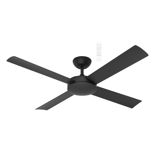 Quantum DC 1320mm All ABS 4 Fast Fix Blade Remote Control Ceiling Fan Only Matt Black