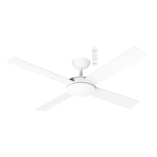 Quantum DC 1320mm All ABS 4 Fast Fix Blade Remote Control Ceiling Fan Only Matt White