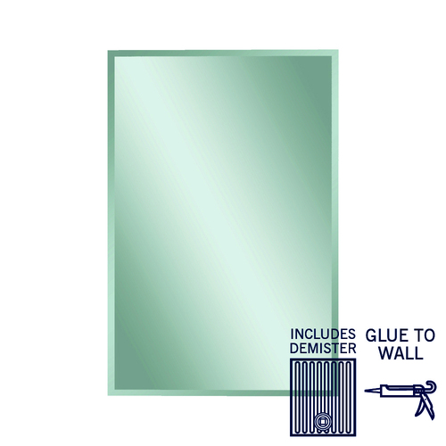 Montana Rectangle 25mm Bevel Edge Mirror - 1200x800mm Glue-to-Wall and Demister