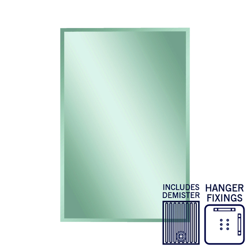 Montana Rectangle 25mm Bevel Edge Mirror - 1200x800mm with Hangers and Demister