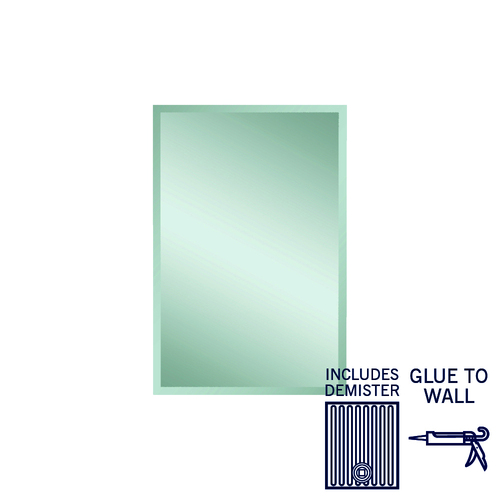 Montana Rectangle 25mm Bevel Edge Mirror - 600x900mm Glue-to-Wall and Demister