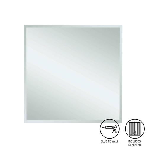 Montana Square 25mm Bevel Edge Mirror - 750x750mm Glue-to-Wall with Demister