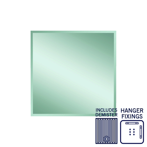 Montana Rectangle 25mm Bevel Edge Mirror - 900x900mm with Hangers and Demister
