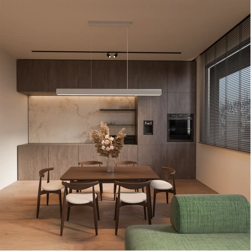 Munia 1500mm Linear LED Pendant Gypsum 40W TRI Colour Non-dimmable White - Paintable surface IP20