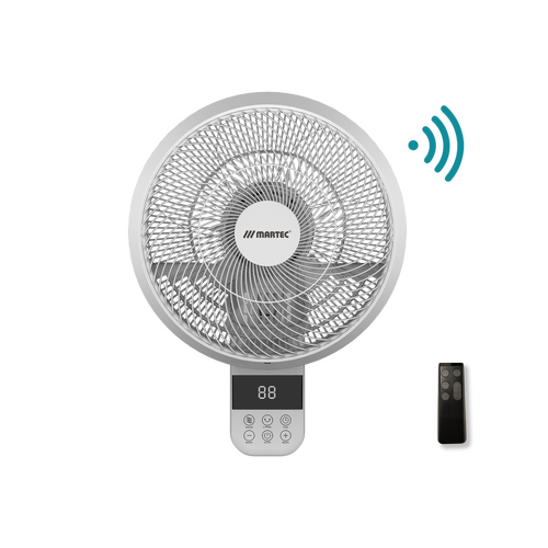 Avalon 350mm 14" 10 Speed Remote & WIFI 70W DC Wall Fan With 8hr Timer White