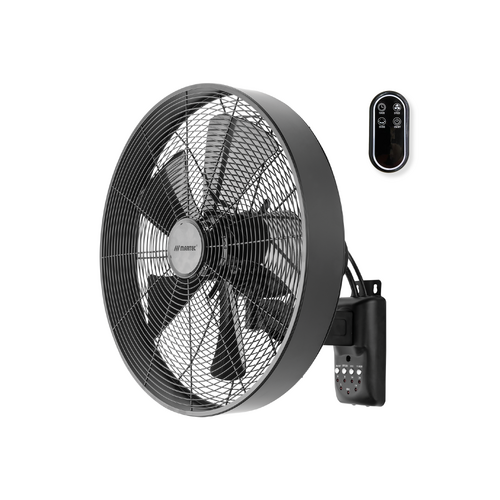 Como 400mm 16" 3 Speed Remote 55W AC Wall Fan With Timer Black