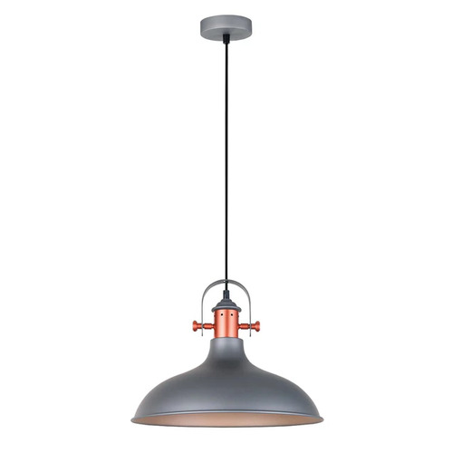 PENDANT ES Matt Grey DOME w/Copper highlights OD360mm