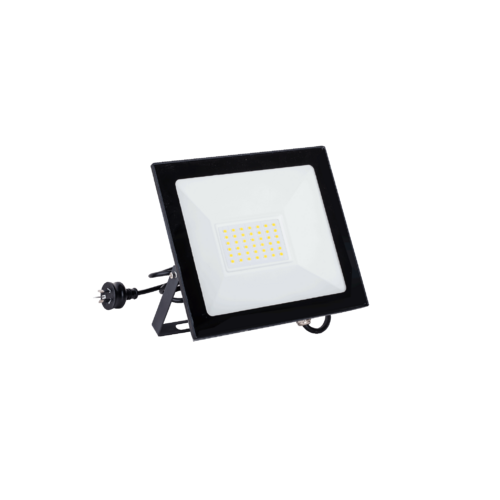 NEO 50W LED FLOOD LEAD&PLUG 50W-240V 215*180 30cmL&P BLACK 4300 Lm 4000K