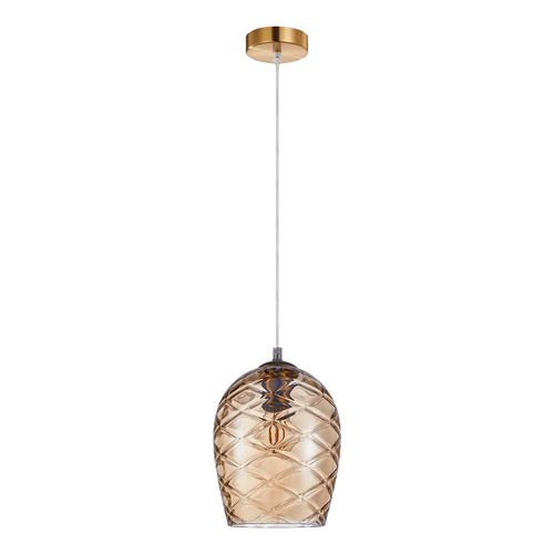 PENDANT ES 40W Coffee Wine Glass Segmented/w Brass Highlight OD180mm x H250mm