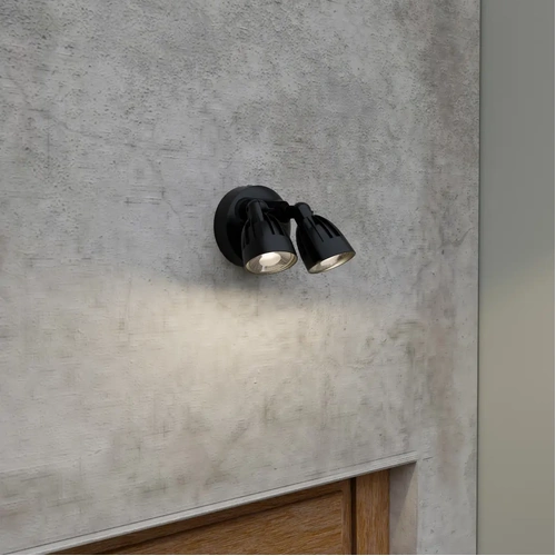 Nighthawk 2 Light Exterior Spotlight 30w Tri Colour Non-Dimmable Black IP65