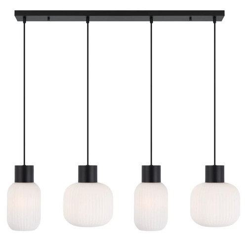 NORI 4 LIGHTS PENDANT 4x25wE27 D1:140H1:205 D2:200H2:180TEX2m BLACK MATT/OPAL MATT