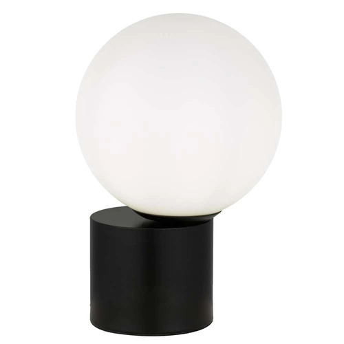 NOVIO TABLE LAMP 25wE27max D:200 H:300 Inline Switch BLACK BASE/OPAL GLASS
