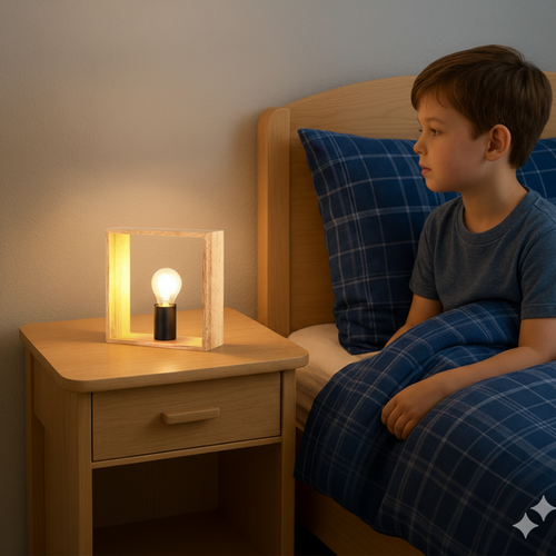 Nakato Square Modern Timber Desk Lamp