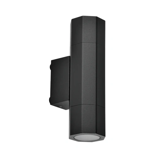 PILLAR Octagonal Up/Dn GU10 Black IP65 RECT B/Plate