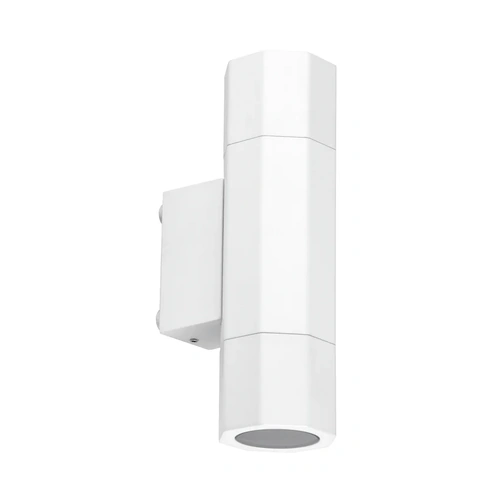 PILLAR Octagonal Up/Dn GU10 White IP65 RECT B/Plate