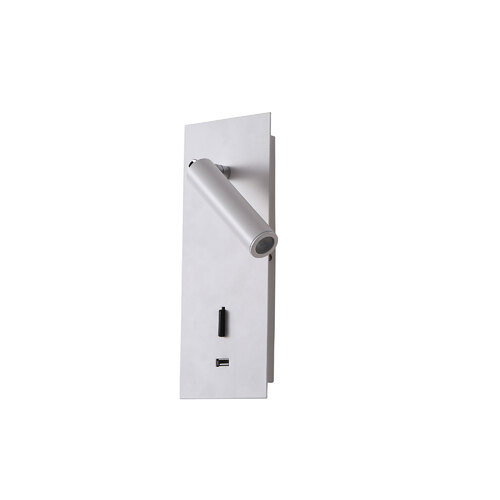 HOTEL LED WALL LIGHT WHITE w/ USB