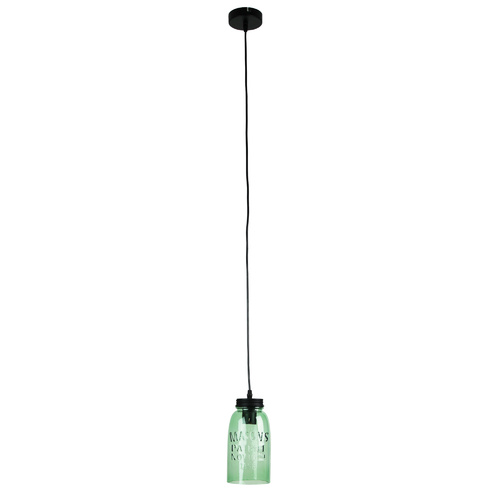MASON JAR PENDANT GREEN GLASS