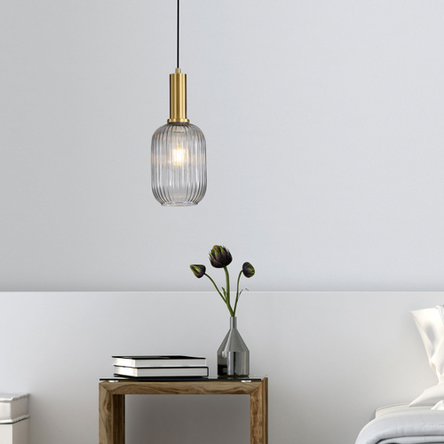 LUXE.130 SINGLE PENDANT SMOKE/SATIN BRASS