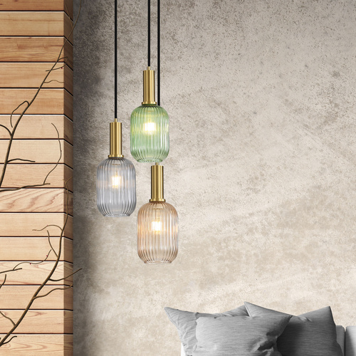 LUXE TRILIGHT PENDANT AM/GN/SM/SATIN BRASS