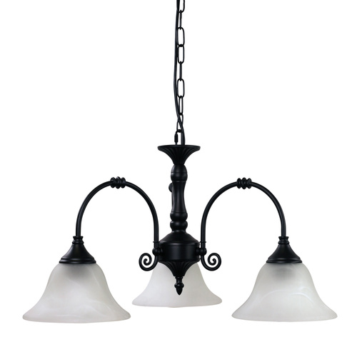 WOODGATE 3LT PENDANT BK / ALABASTER